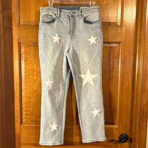 BLANK NYC Light Wash Madison Crop Jeans W/White Stars Size 28-EUC